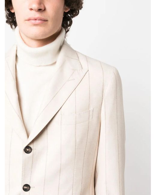 Eleventy Natural Pinstriped Single-Breasted Blazer for men