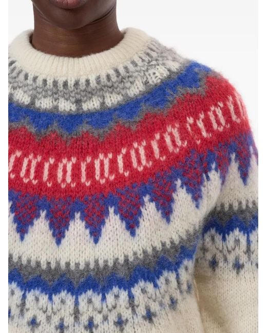 Closed White Fairisle-Pattern Crew-Neck Sweater