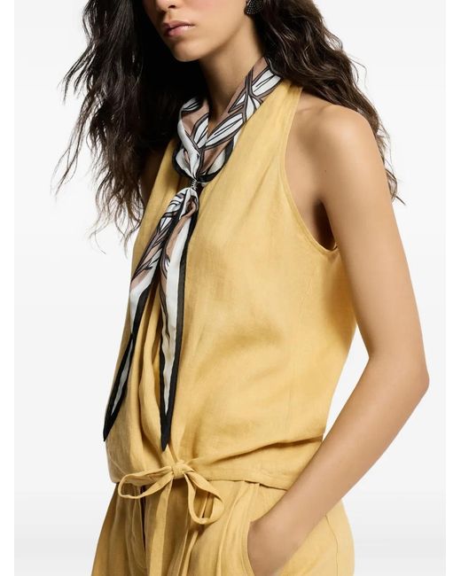 Brunello Cucinelli White Linen Wrap Effect Vest With Monili