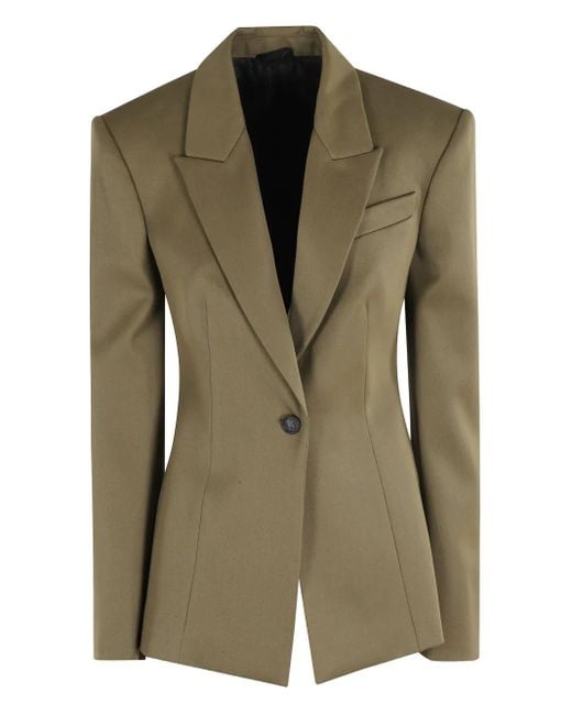 The Attico Blazer Met Enkele Knoop En Gewatteerde Schouders in het Green