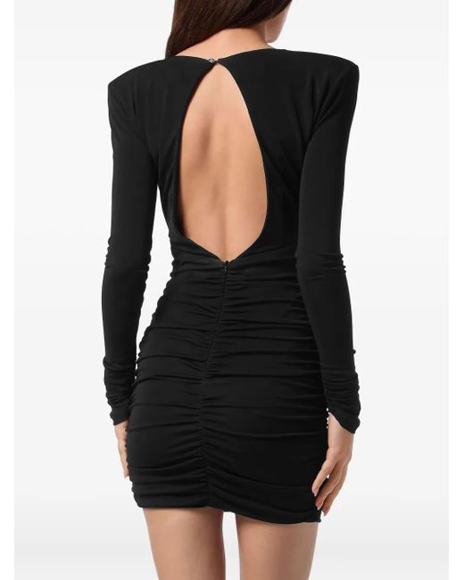 Philipp Plein Black Long-Sleeved Mini Dress
