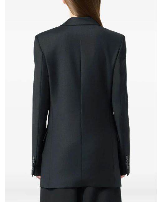Blumarine Black Embroidered-Logo Single-Breasted Blazer