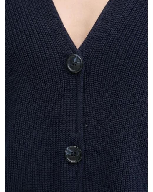 Marc O' Polo Blue Ribbed V-Neck Cardigan