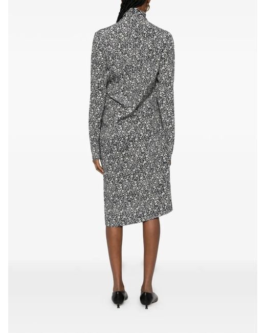 Totême Gray Floral Twist Dress