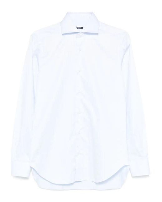 Barba Napoli White Long-Sleeve Cotton Shirt for men