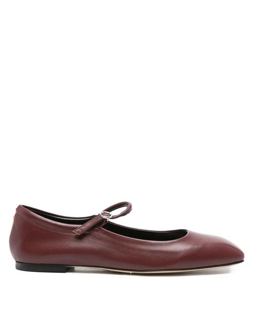 Aeyde Brown Leather Buckle Flat Pumps