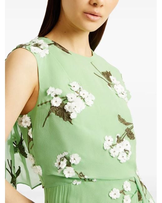 Erdem Green Asymmetric Midi Dress