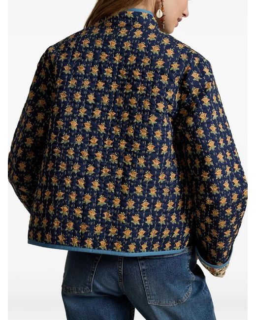 Polo Ralph Lauren Black Ari Floral-Print Quilted Cotton Jacket