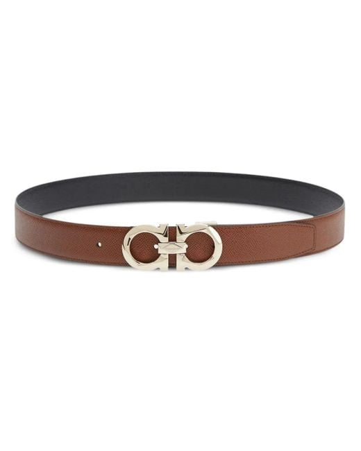 Ferragamo White Gancini Reversible Leather Belt for men