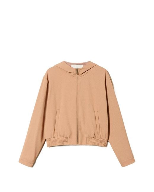 Twinset Natural Macramé Lace Bomber Jacket