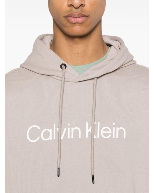 Calvin Klein White Rubberised-logo Hoodie for men