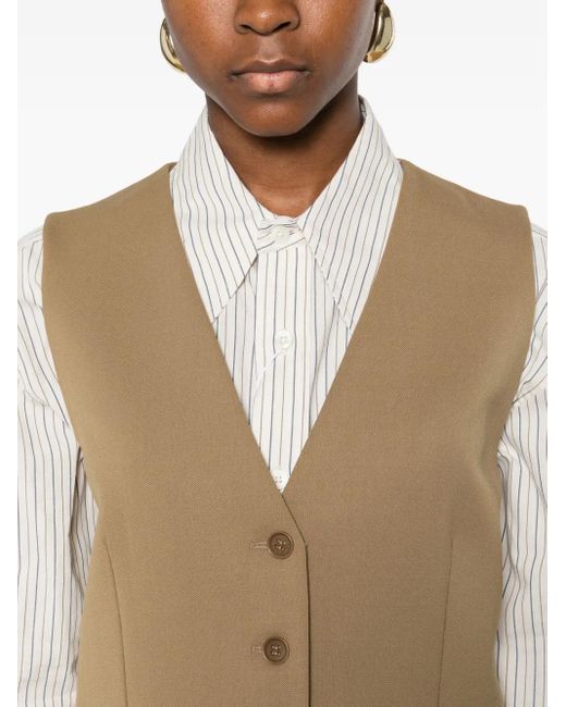 P.A.R.O.S.H. Natural V-Neck Button-Up Waistcoat