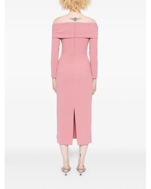 Vestido midi Yuni drapeado Solace London de color Pink