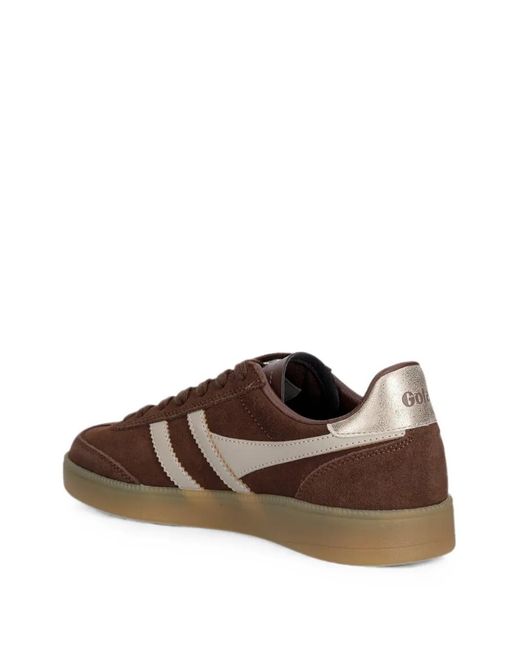 Gola Brown Viper Logo-Patch Suede Sneakers