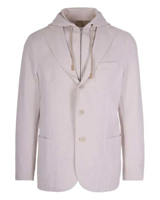 Eleventy Blue Hooded Pocketed Blazer for men