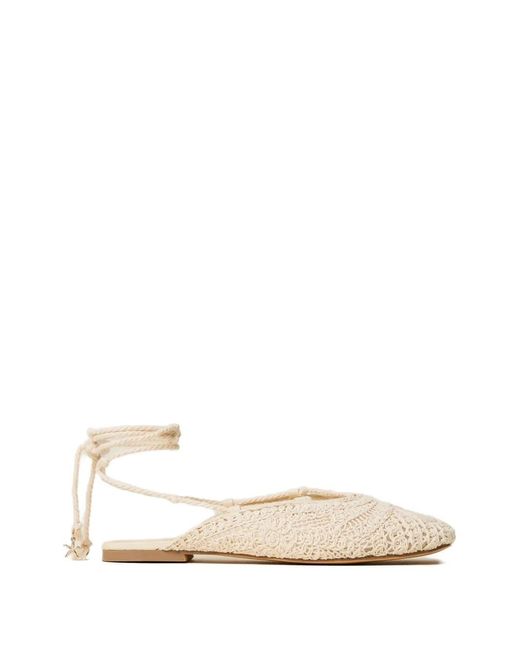 Twinset White Crochet Tie Ballet Flats