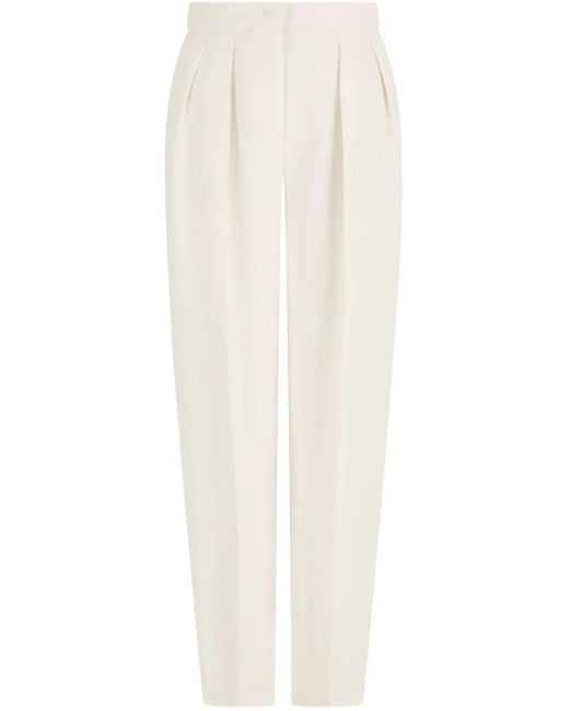 Giorgio Armani White Pleat Detailing Trousers