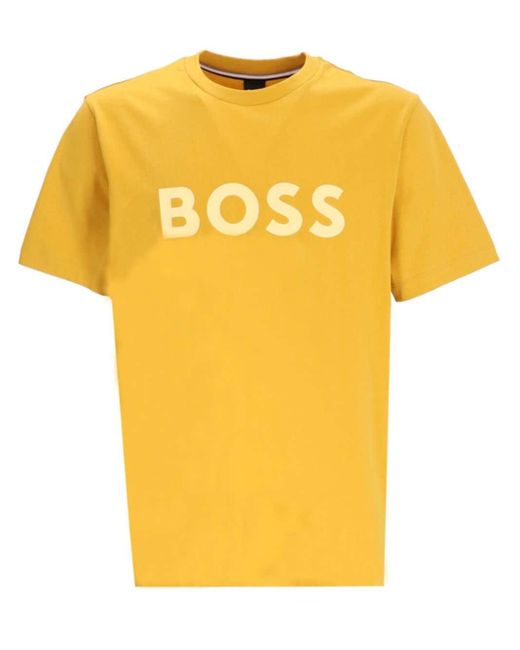 Boss Yellow Tiburt 354 Logo-print Cotton T-shirt for men