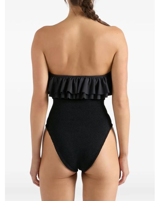 Hunza G Black Eloise Ruffled Swimsuit