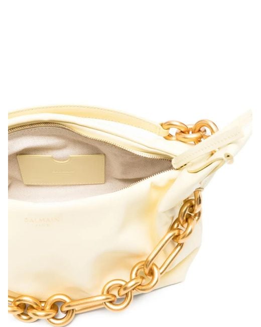 Balmain Metallic Sync Chain-Detail Leather Tote