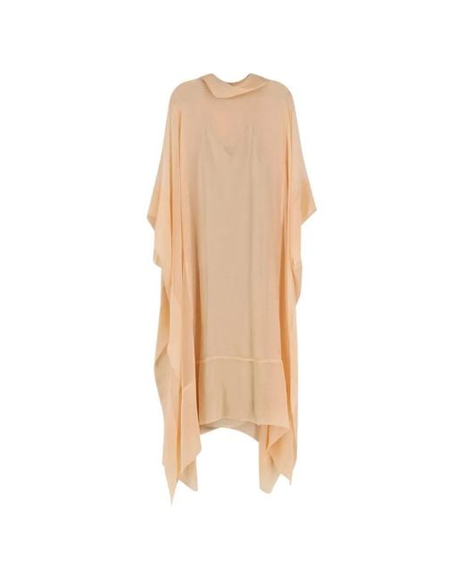 Alberta Ferretti Natural Chiffon Asymmetric Dress