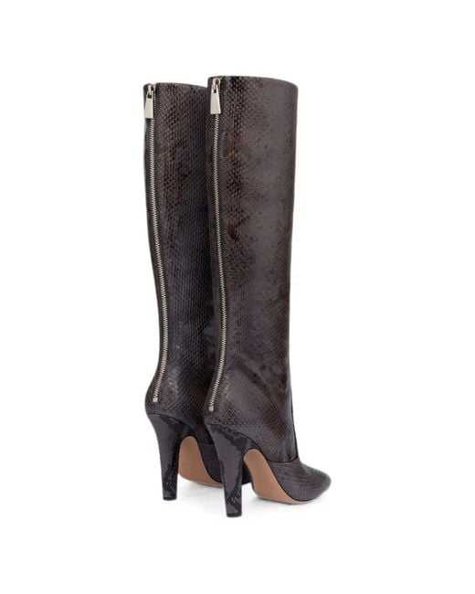 Paris Texas Brown Elsa Snakeskin-Effect Boots