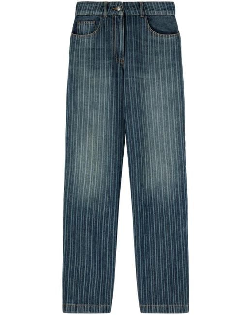 Palm Angels Blue Pinstriped Jeans