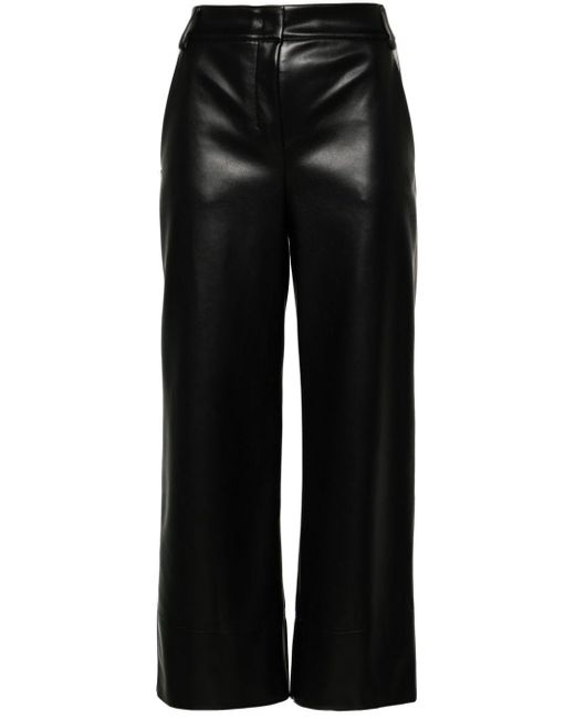 Max Mara Black Faux-leather Cropped Trousers
