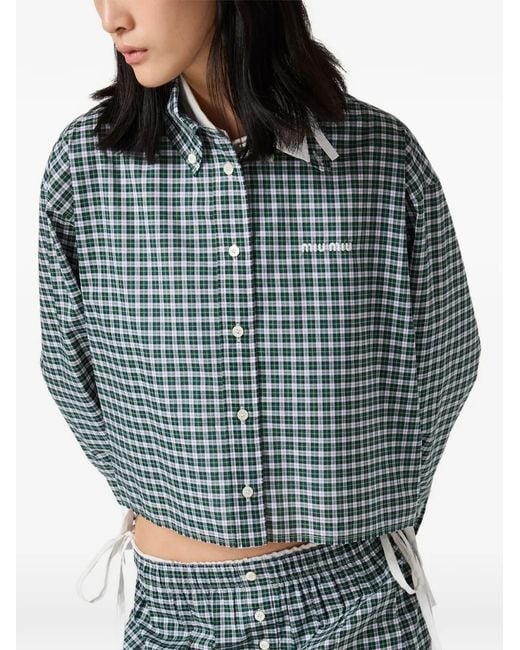 Miu Miu Blue Plaid Shirt