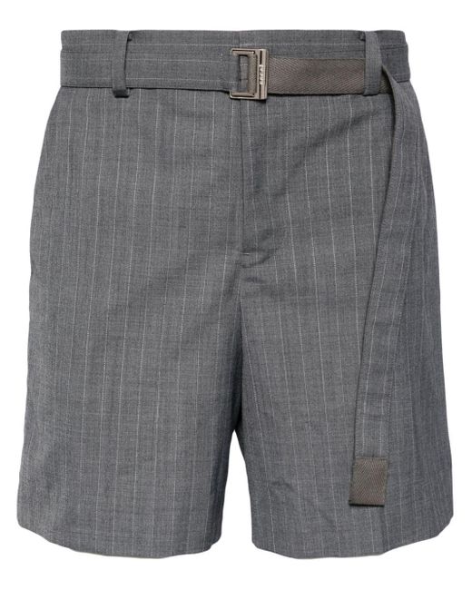 Sacai Gray Pinstripe-pattern Shorts for men