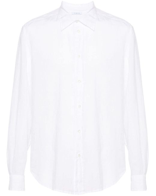 Malo White Button-up Linen Shirt for men