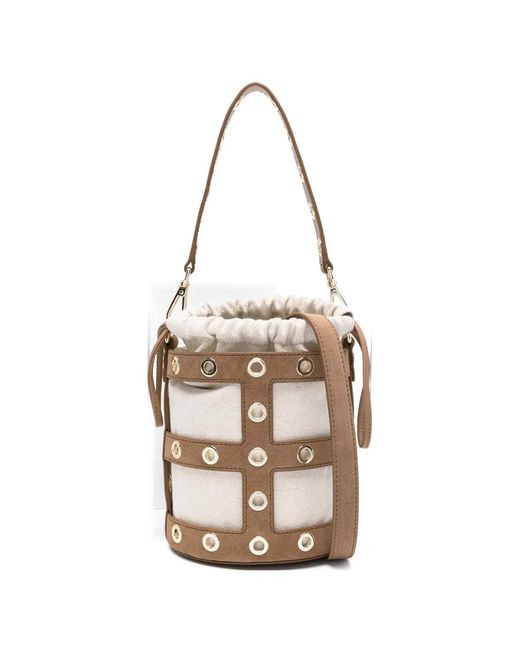 Maje White Eyelet Bucket Bag