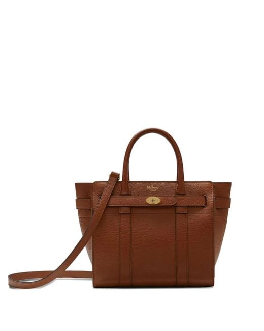 Borsa A Tracolla Bayswater Piccola Con Zip di Mulberry in Brown