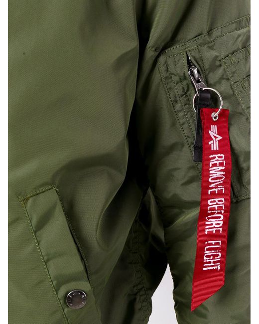 Alpha Industries Green Zip-Up Bomber Jacket for men