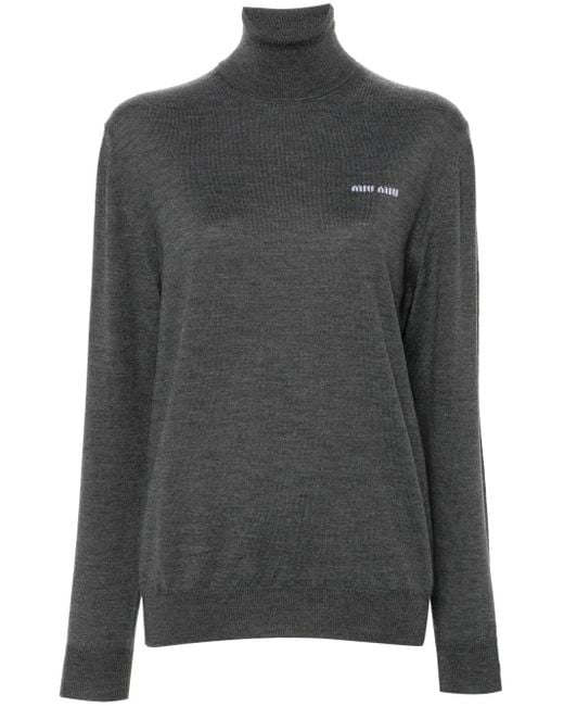Miu Miu Gray High Collar Sweater