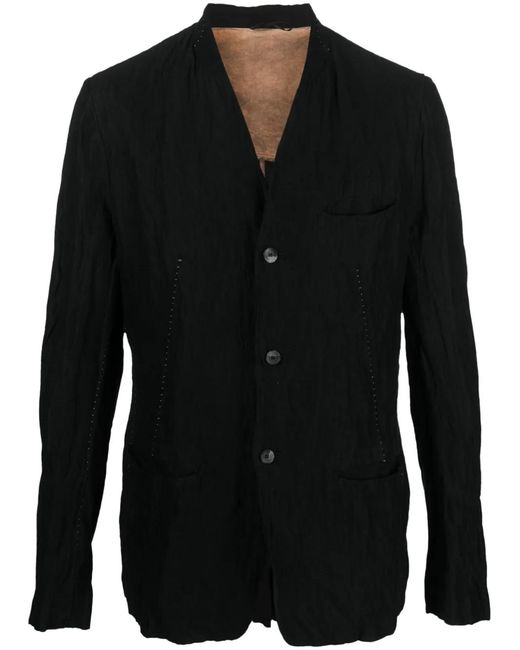 Masnada Black Textured Cotton-Blend Blazer for men