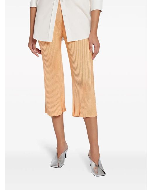 Jil Sander Natural Ribbed-Panel Cropped Trousers