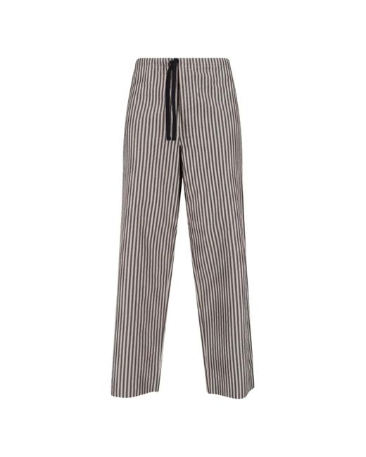 Kaptain Sunshine Gray Striped Drawstring Trousers for men