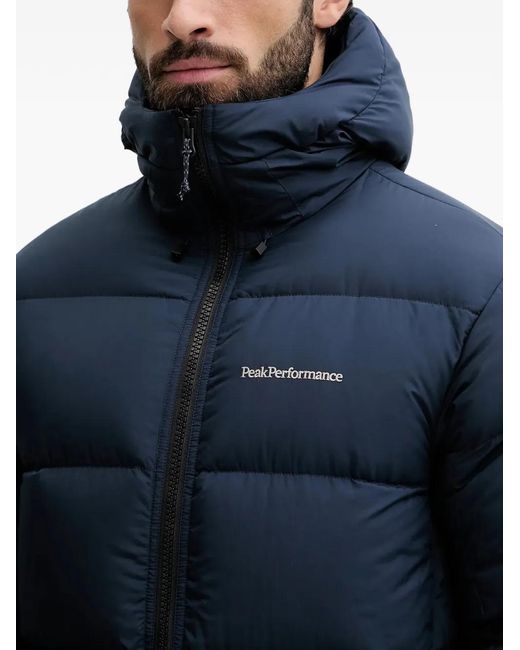 Peak Performance Blue Hooded Quilted Jacket for men