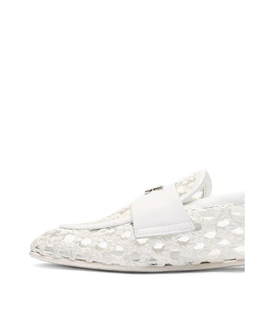 Casadei White Cut-Out Loafers