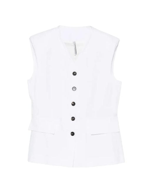 Liviana Conti White Button-Up Sleeveless Waistcoat