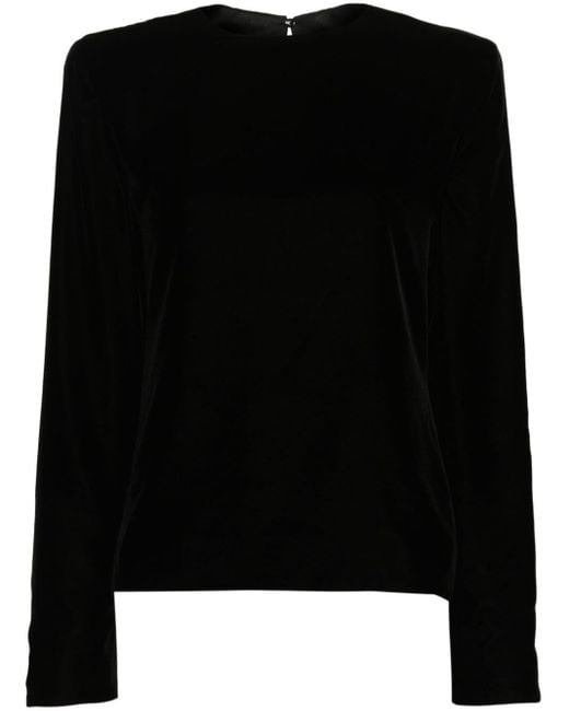 Saint Laurent Black Shoulder-pads Velvet Blouse