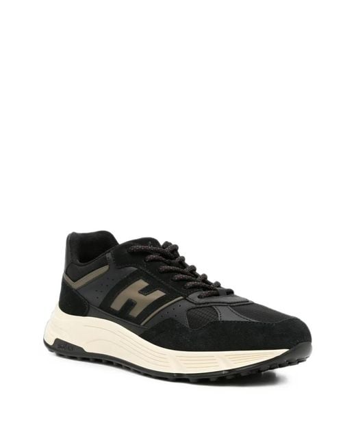 Hogan Black Hyperlight Logo-Patch Panelled Sneakers for men
