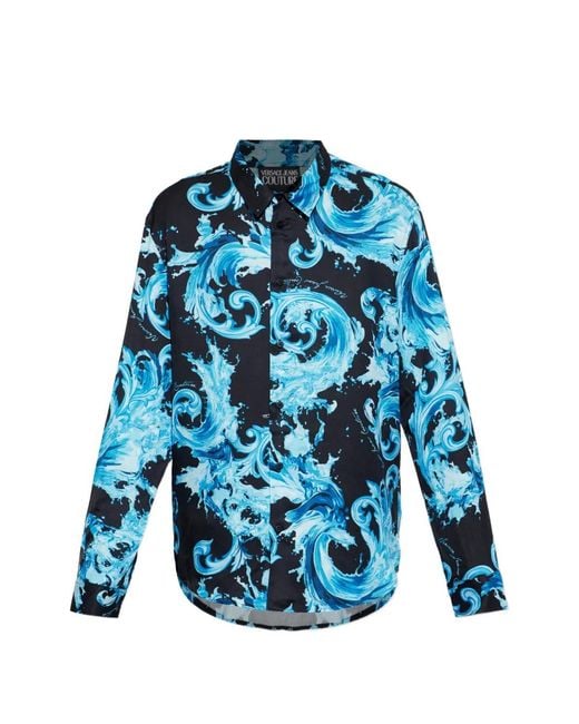Versace Jeans Couture Blue Patterned Shirt for men
