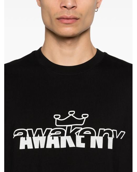 AWAKE NY Black Headcrack Champs Logo T-Shirt for men