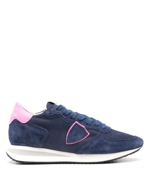 Philippe Model Blue Panelled Suede Sneakers