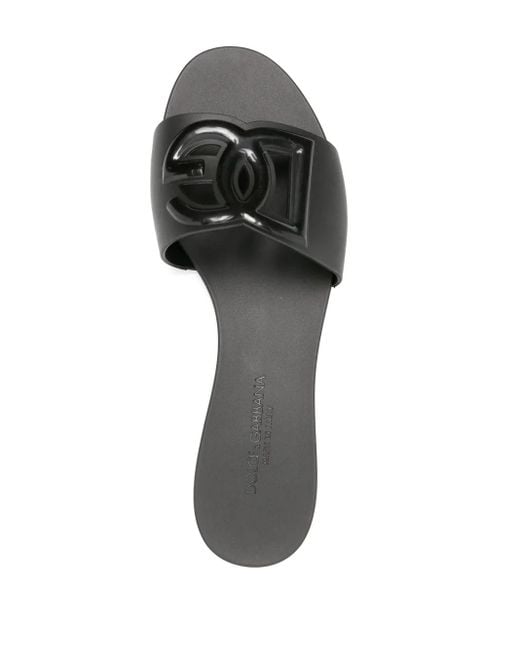 Dolce & Gabbana Black Leather Slides