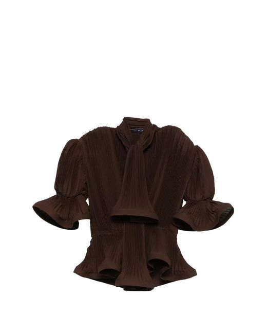 ROWEN ROSE Brown Pleated Blouse