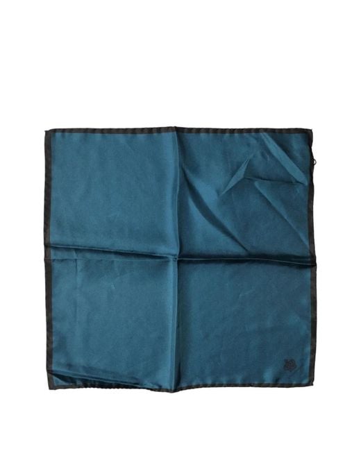 Dolce & Gabbana Blue Logo-Print Silk Scarves for men