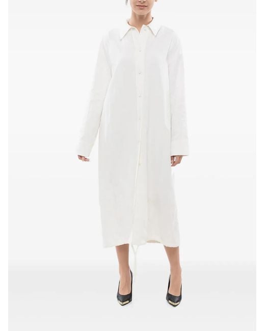 Jil Sander White Button-Down Drawstring Dress